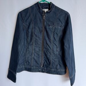 Coldwater Creek Stretch Jean Jacket Zip-Up Flattering Shape Size 12